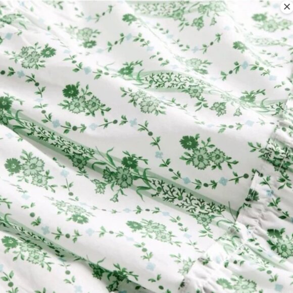 The Ellie Nap Dress Green Vine Stripe Cotton - Picture 2 of 2